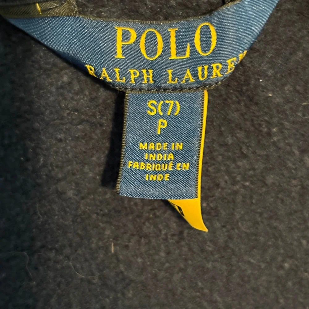 Polo Ralph Lauren Zip Hoodie Kids Size S 7 Fleece Sweatshirt Navy Blue Pony Girl